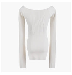 Ribbed Sweetheart Long Sleeve Top