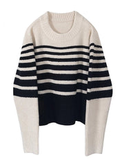 Round Neck Striped Knit Sweater