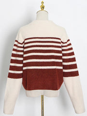 Round Neck Striped Knit Sweater
