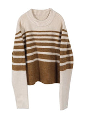 Round Neck Striped Knit Sweater