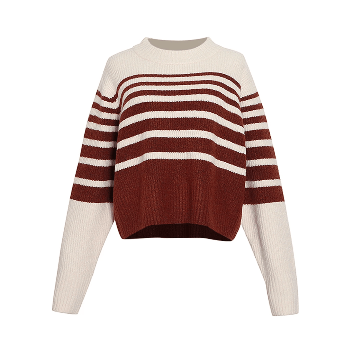 Round Neck Striped Knit Sweater