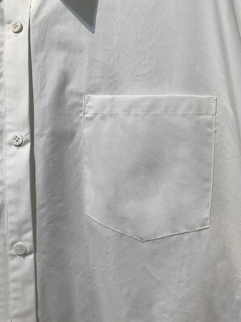 Ruched Hem Turn-Down Collar Shirt