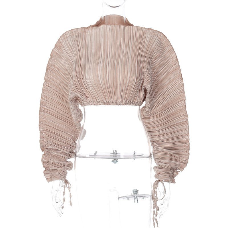 Ruched Pleated Cropped Top - @_rayyaansari