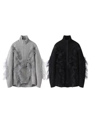 Ruffle Mesh Knit Cardigan