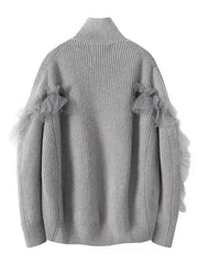 Ruffle Mesh Knit Cardigan