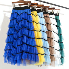 Ruffled Maxi Layered Cake Skirt