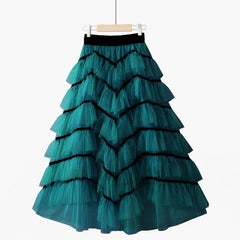 Ruffled Maxi Layered Cake Skirt