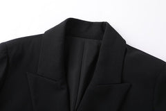 Ruffled Sleeves Double Breasted Blazer