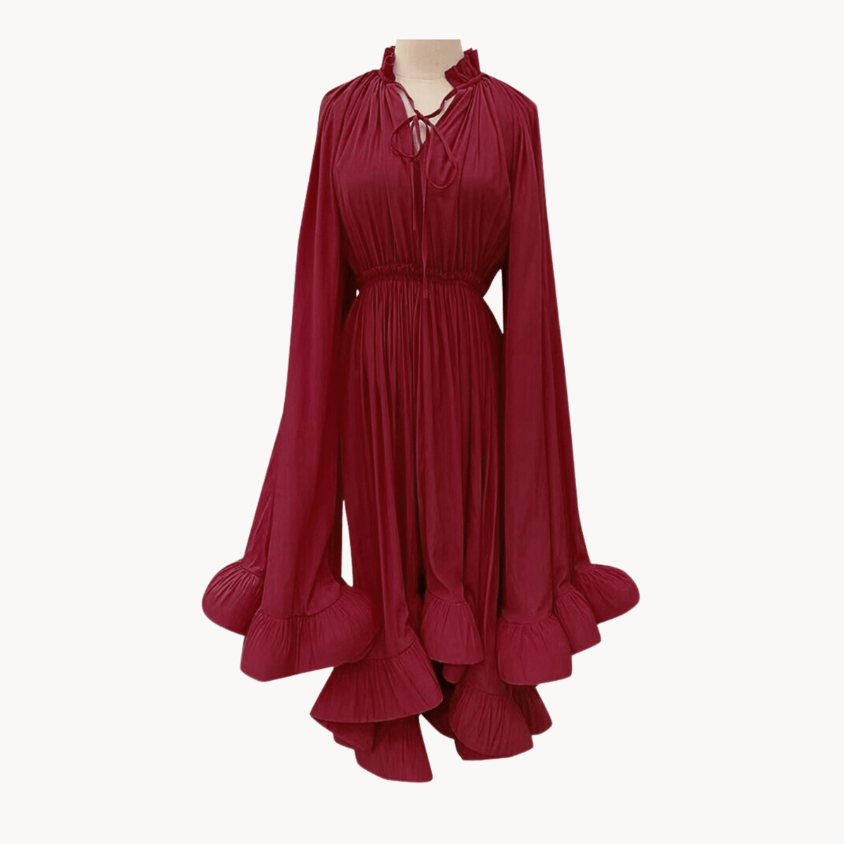 Ruffles High Waist Pleated Long Dress