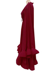 Ruffles High Waist Pleated Long Dress