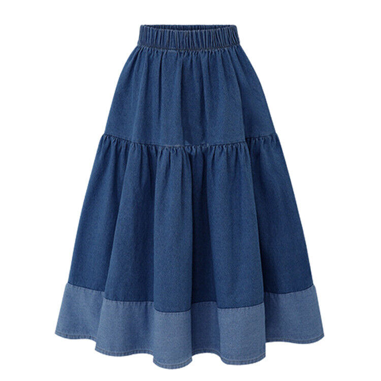 Classic Patchwork Denim Skirt