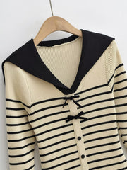 Sailor Collar Striped Bodycon Dress