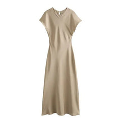 Satin Effect Sleeveless Midi Dress