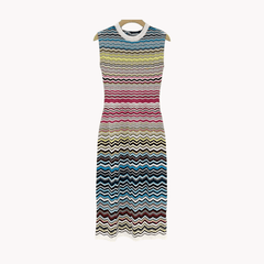Sawtooth Stripes Knitted Dress