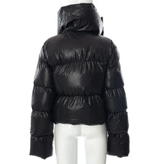 Scarf Collar Short Bubble Coat