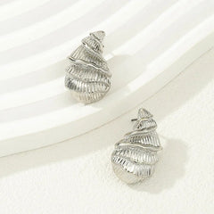 Sea Snail Metal Stud Earrings