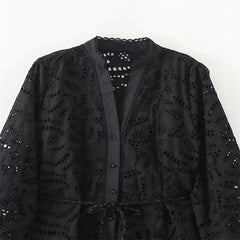 See-Through Embroidery Loose Midi