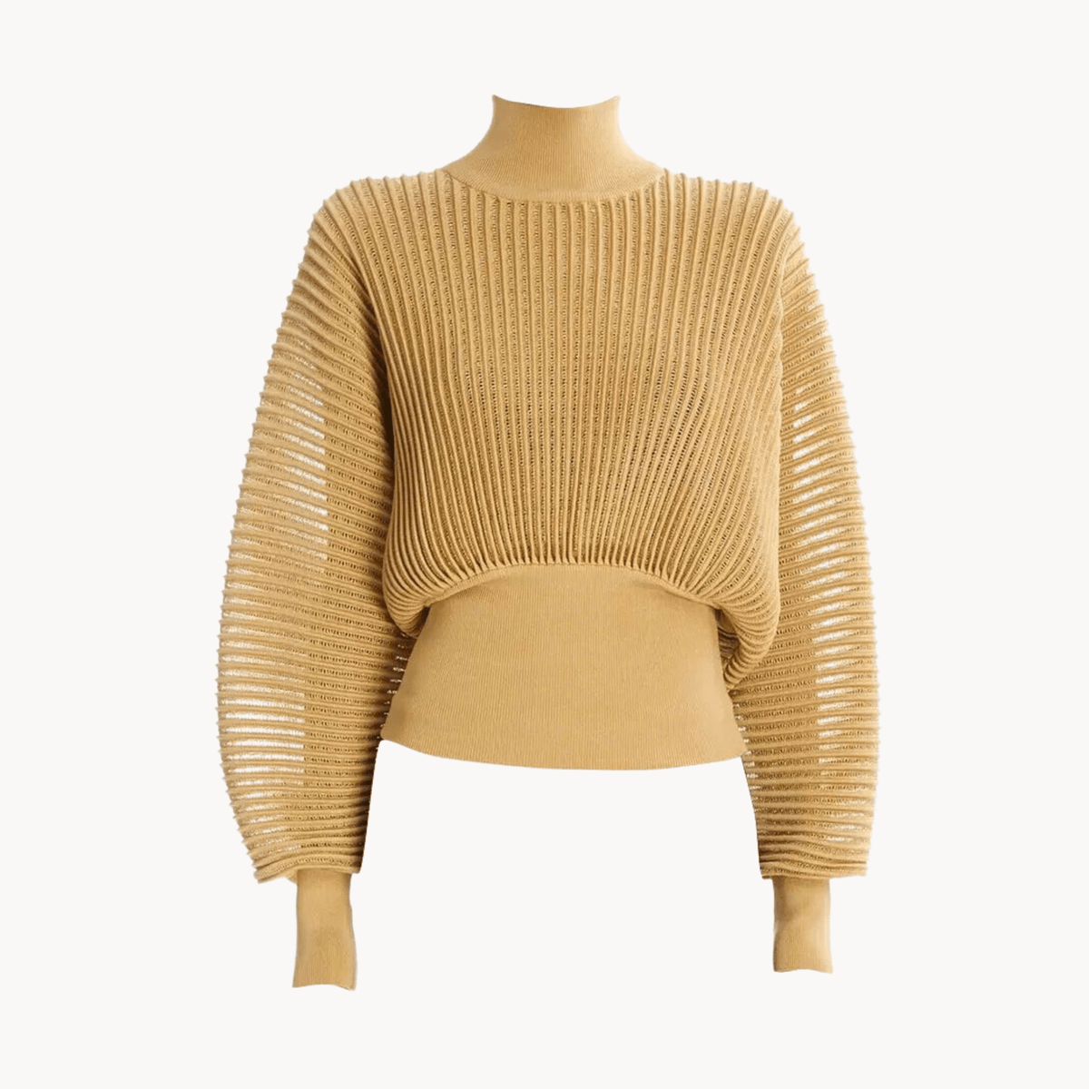 Semi-sheer Turtleneck Knit Sweater