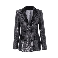 Sequined Double-Breasted Blazer