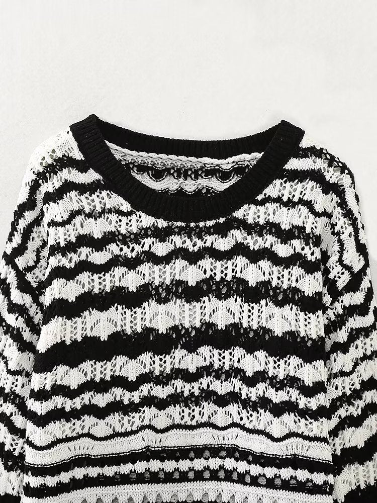 Serpentine Stripes Cropped Knit Sweater