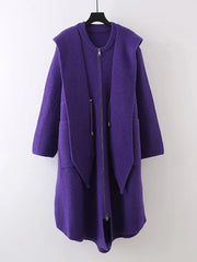 Shawl Collar Hooded Knitted Coat