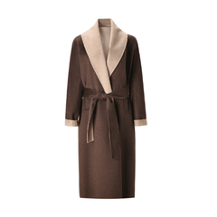 Shawl Lapel Woolen Belted Coat - @jariatudanita