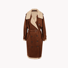 Shearling Faux Suede Sheepskin Coat