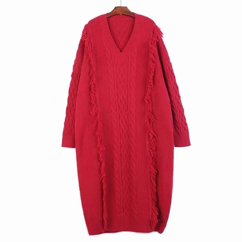 Sheep Wool Cable Knit Dress