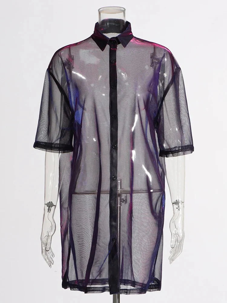 Sheer Gradient Loose Fit Shirt