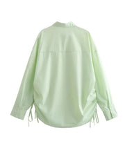 Side Drawstring Ruched Loose Shirt