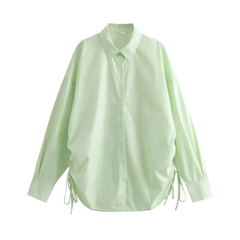 Side Drawstring Ruched Loose Shirt