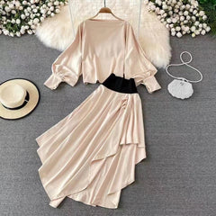 Silk Blouse and Skirt Set