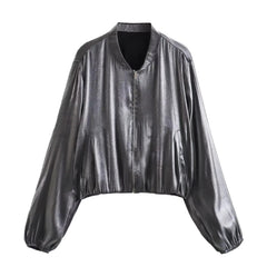 Silver Bomber Jacket + Pants Set