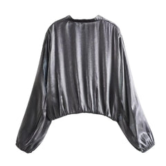 Silver Bomber Jacket + Pants Set