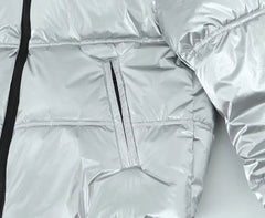 Silver Hooded Padded Cropped Jacket