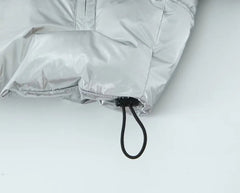 Silver Hooded Padded Cropped Jacket
