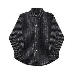 Silver Pinstripes Loose Fit Shirt
