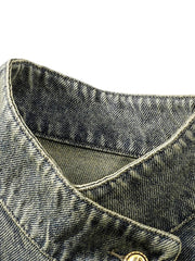 Slanted Button Down Denim Jacket
