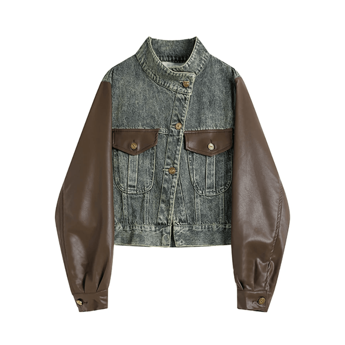 Slanted Button Down Denim Jacket