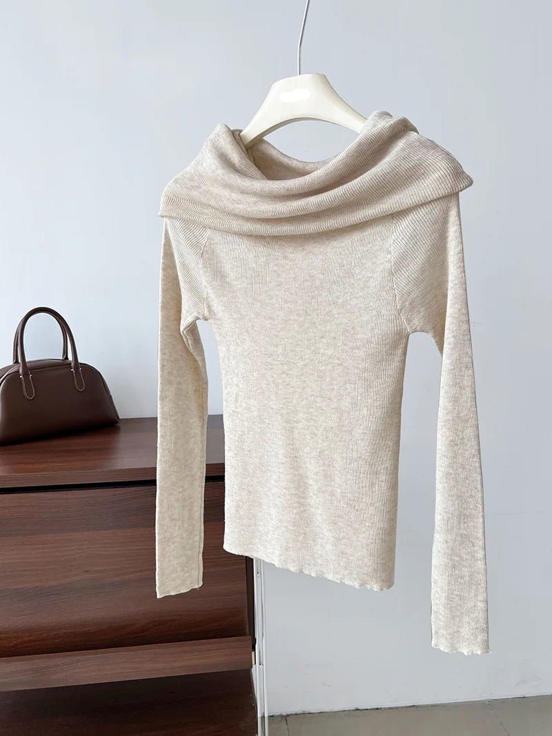 Slash Neck Knit Sweater