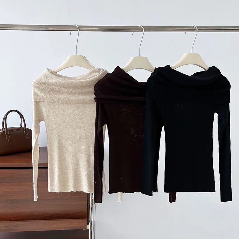 Slash Neck Knit Sweater