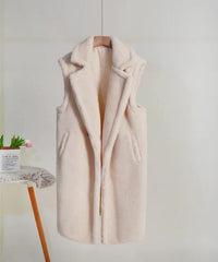 Sleeveless Welt Pocket Woolen Overwear Coat