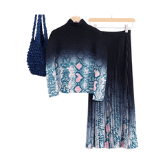 Snake Print Pleated Set