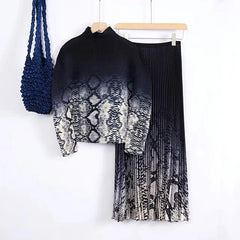 Snake Print Pleated Set