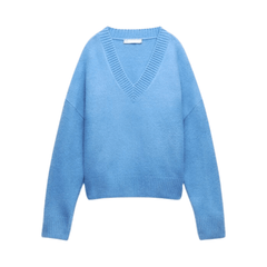 Soft Ribbed Trim Knit Sweater