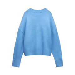 Soft Ribbed Trim Knit Sweater
