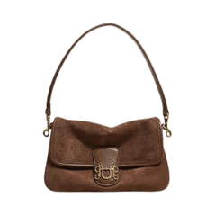 Soft Suede Shoulder Flap Bag