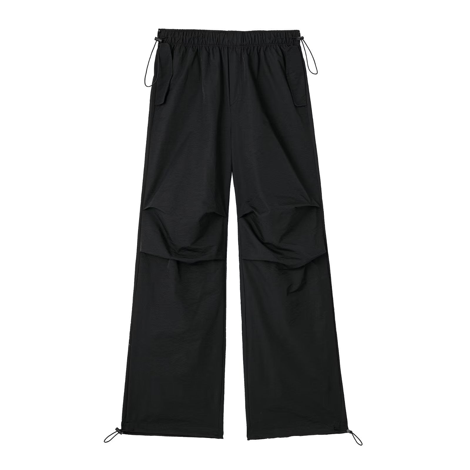 Solid Color Pleated Drawstring Pants