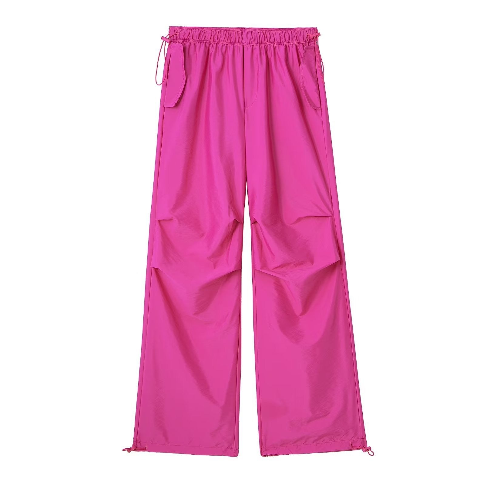 Solid Color Pleated Drawstring Pants