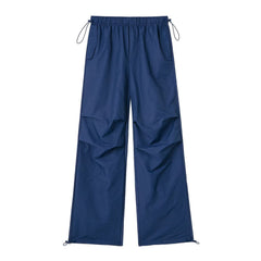 Solid Color Pleated Drawstring Pants